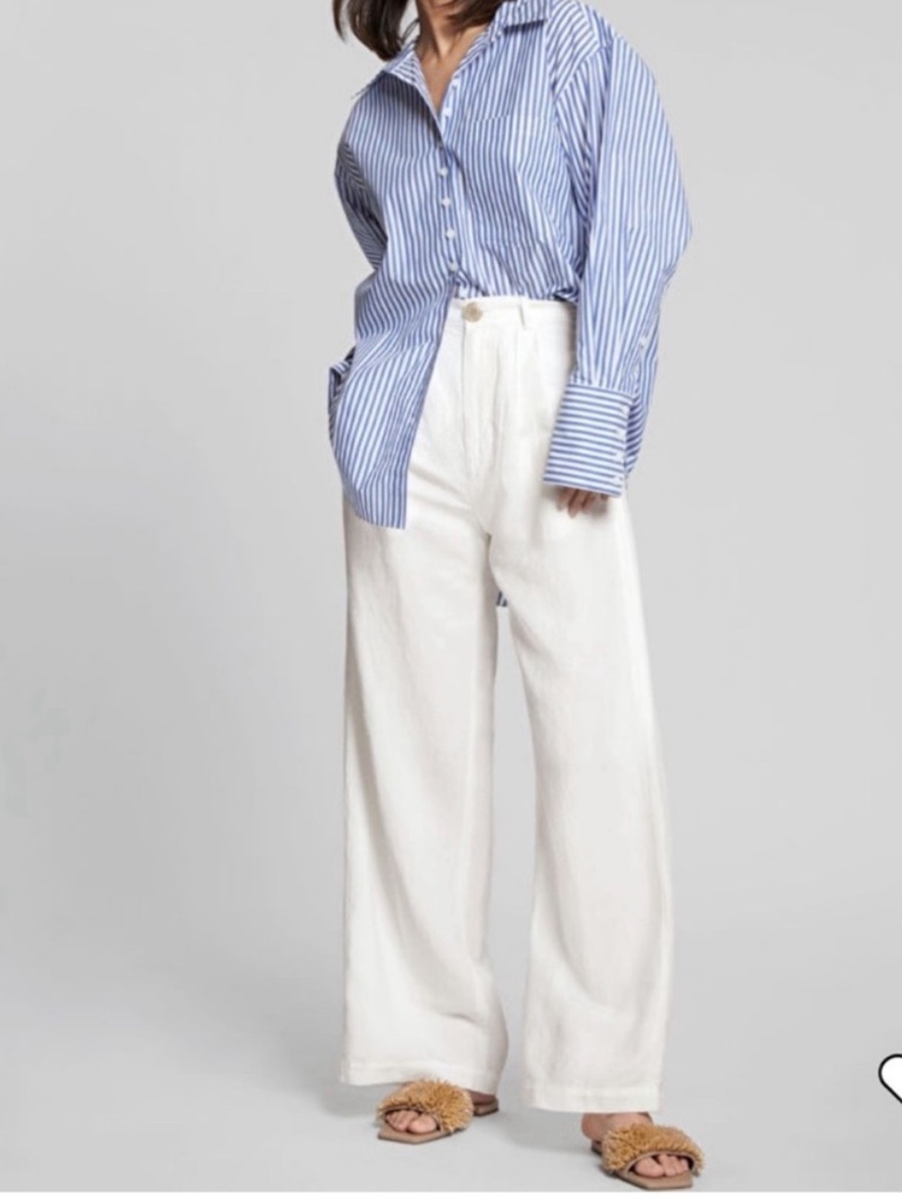 & other stories cream linen blend trousers